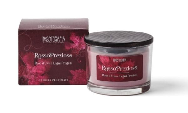 Nasoterapia Candela Profumata Rosso Prezioso Rose' d'Uva e Legni Pregiati 140 g